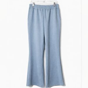 Dear Scarlett Flare Leg Pants 1X Blue Stretch Lounge Modern Casual Relaxed NWT